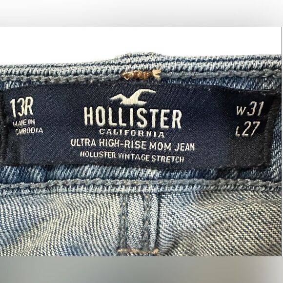 Hollister Women’s Ultra High-Rise Med Wash Mom Jeans. Raw Hem. Size 13 (31) - Picture 4 of 6